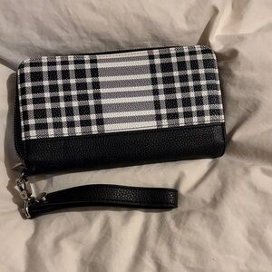 Thirty-One Black and White Plaid Clutch